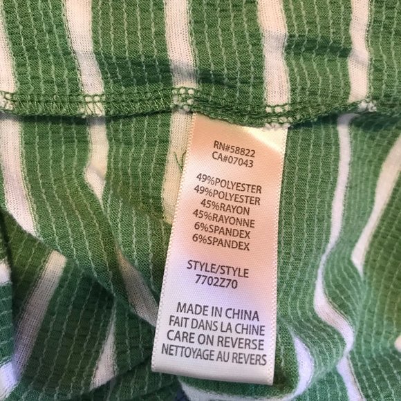 Max Studio SMALL S Green White Striped Off the Shoulder Shirt Blouse Stretch - Picture 8 of 9